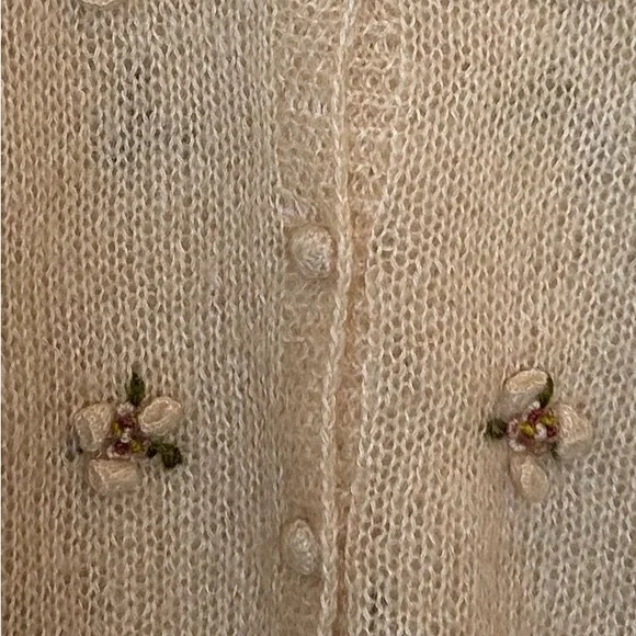 Light Pink Cottagecore Cardigan Fits Large 3D Crochet Cabin Floral Soft Girl - Picture 3 of 6